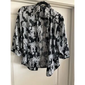 ANTILIA FEMME Black & White Satin Dress Stretch Shift Women's Size M